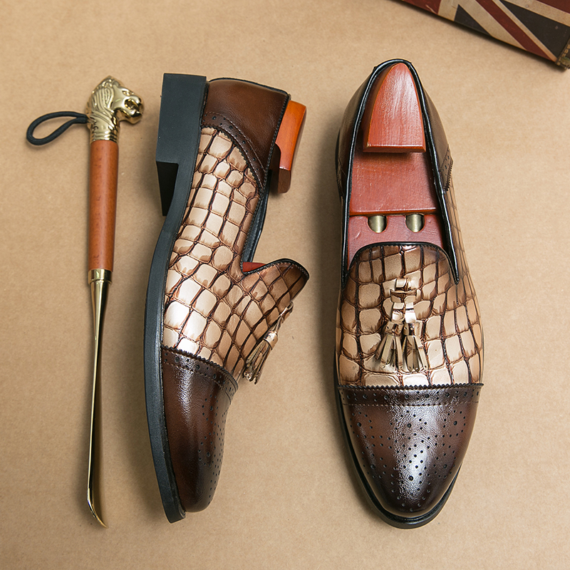 Leather New Designer Men's Dress Formal Casual Business Stylist Wedding Loafers Moccasins Italian Male Oxfords Man Shoes for Men 5ec5