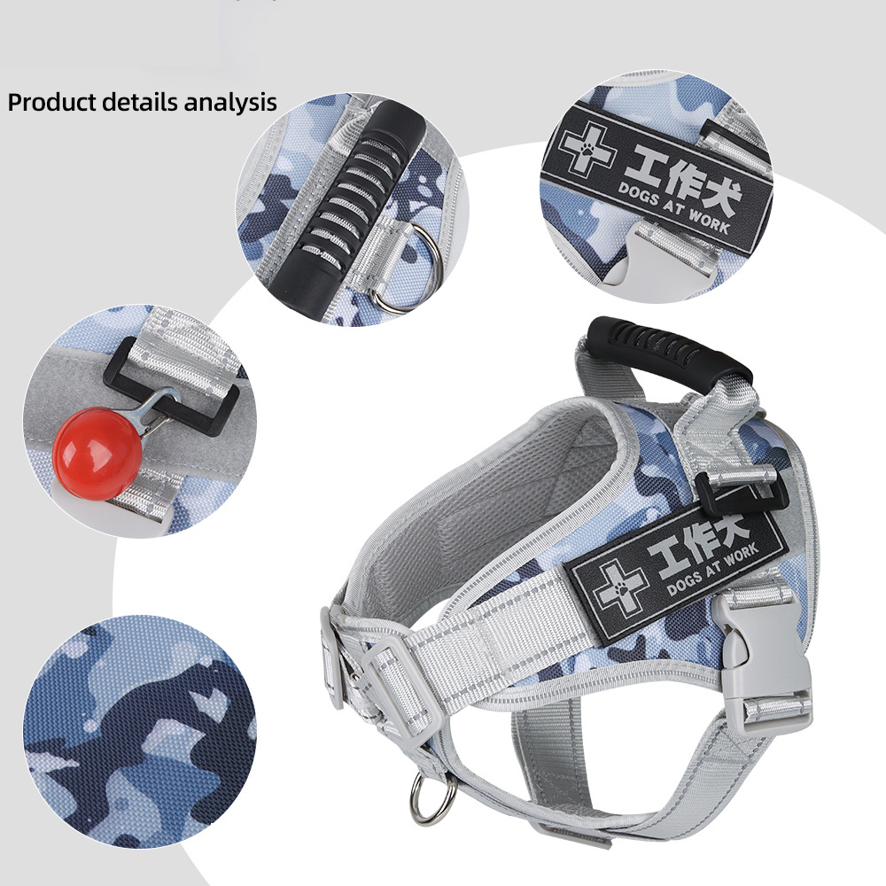 Oxford Cloth Pet Harness Reflective Explosion-proof Vest Type Dog Harness with Close-range EVA Rubber Control Handle Pet Supplie