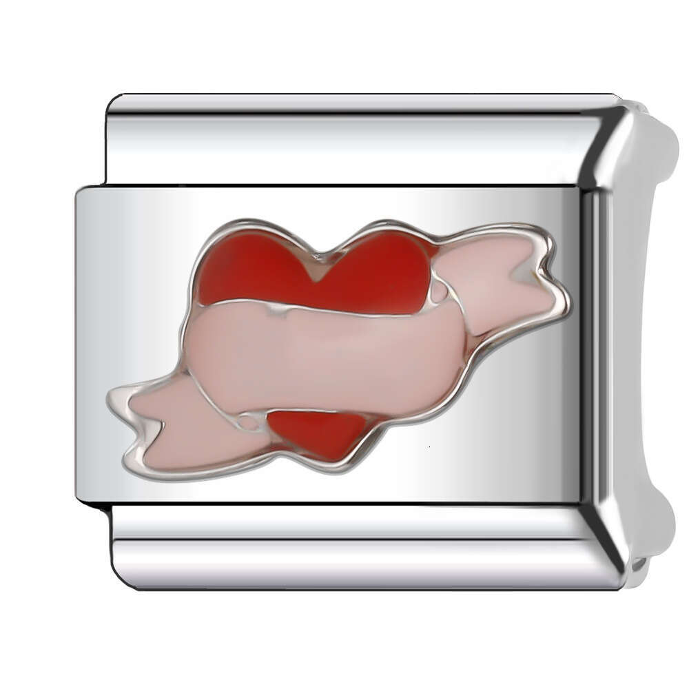 New Women's Gift Romantic Red Heart Angel Bead Italian Charms Links Bangle Beads Fit 9mm Stainless Steel Bracelet Making DIY For Women Fashion Je