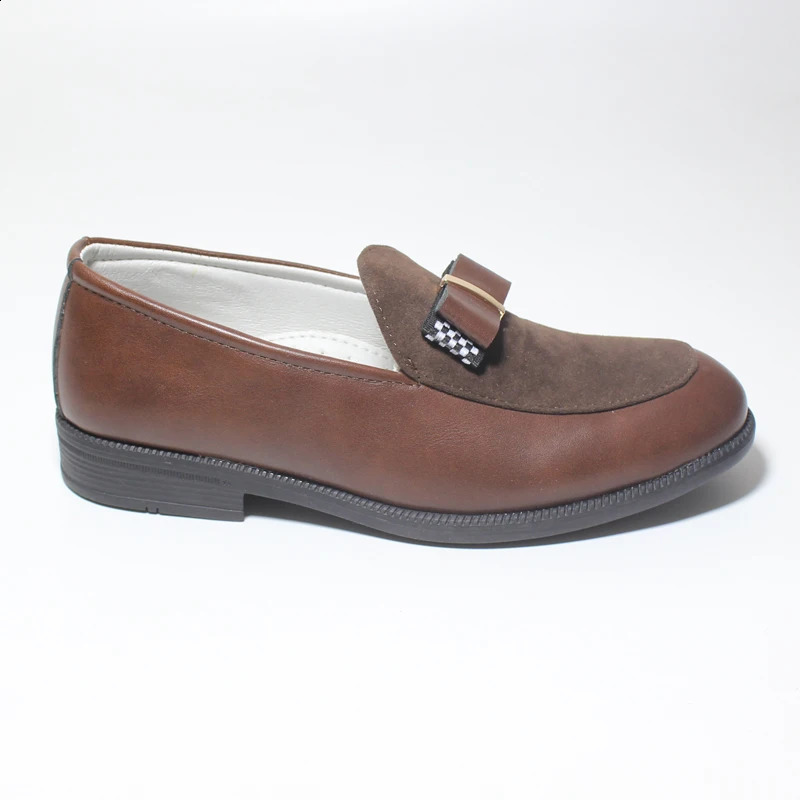 Kids Shoes For Boys PU Leather School Show Dress Shoes Flats Classic British Oxford Shoe Children Wedding Loafer Moccasins Brown 240911