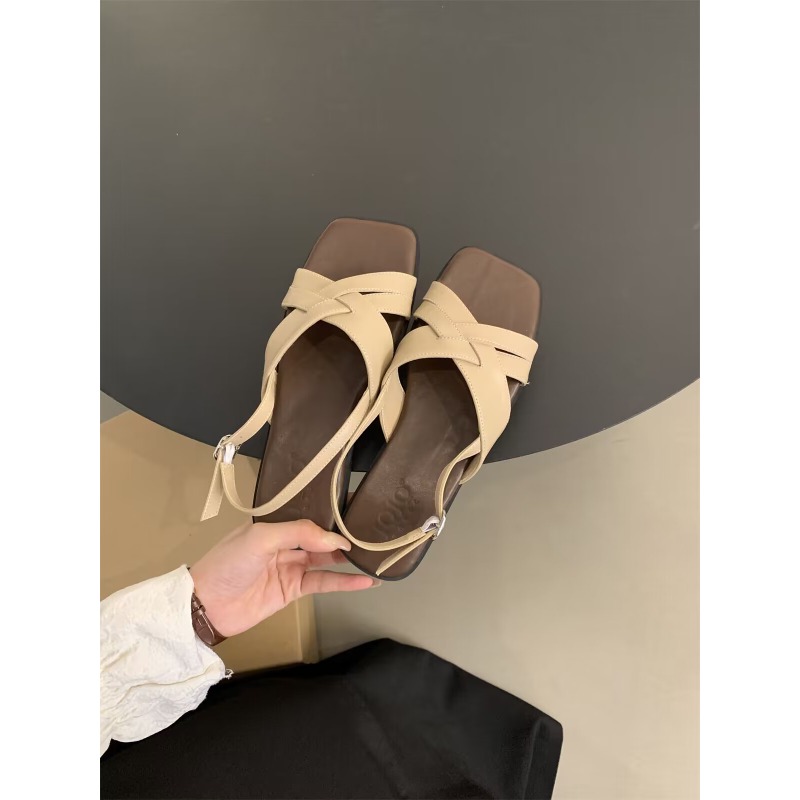 Women's Sandals Women's New Summer French Beautiful Vintage Fairy Night Wind Holiday Beach Soft Flat Beach Shoes