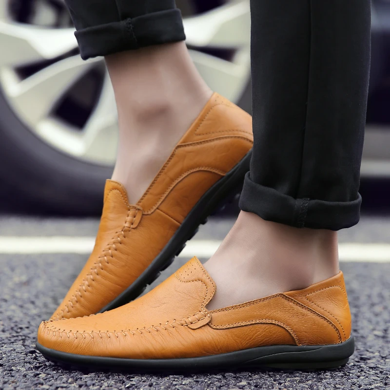 Men's Casual Leather Loafers - Breathable Slip-On Shoes 4 SlipOn