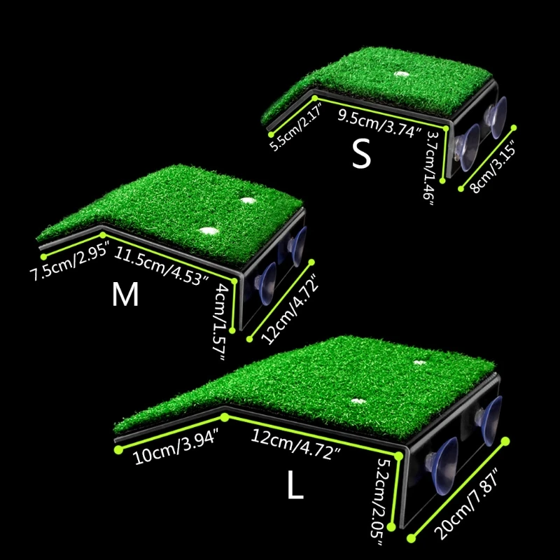 Simulation Lawn Turtle Basking Platform Tortoise Climb Drying Island Ladder Plat for Reptile Fish Tank Aquarium Decoration