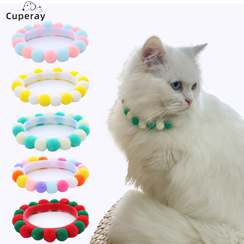 Macaron Colorful Pet Collar, Self Adhesive Cute Cat Collar with 5cm Extension Chain for Birthday Party and Christmas Accessories