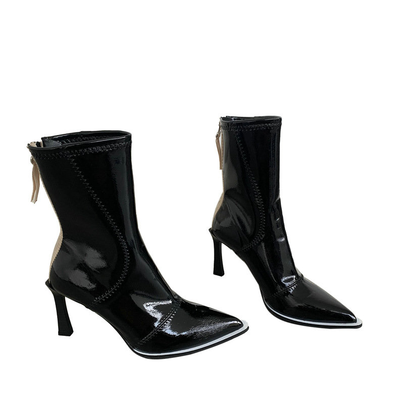 Winter Autumn Fashion Patent Leather Women Knee High Heels Female Boots Shoes 6486