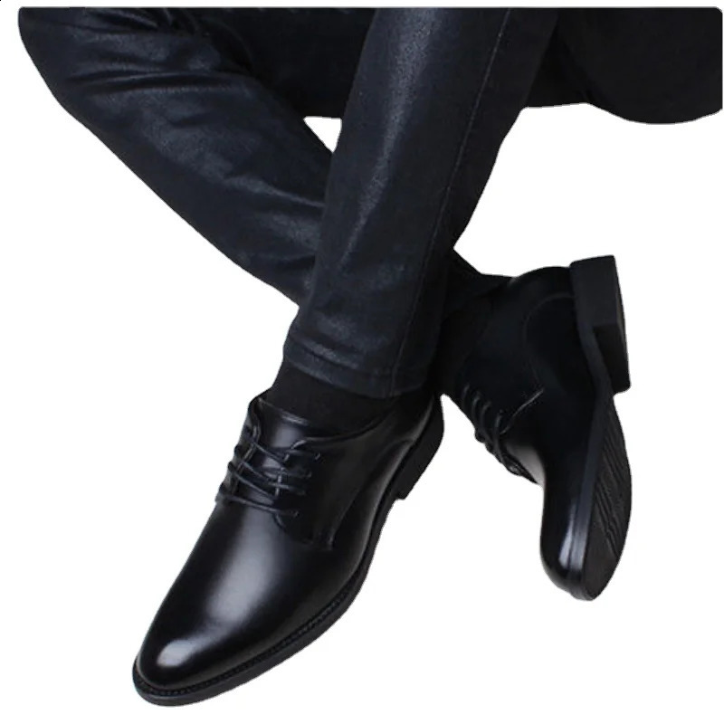 Men Wedding Leather Business Mens Dress Pointed Casual Youth British Style Inner Heightening Spring Arrivals Shoes 240904