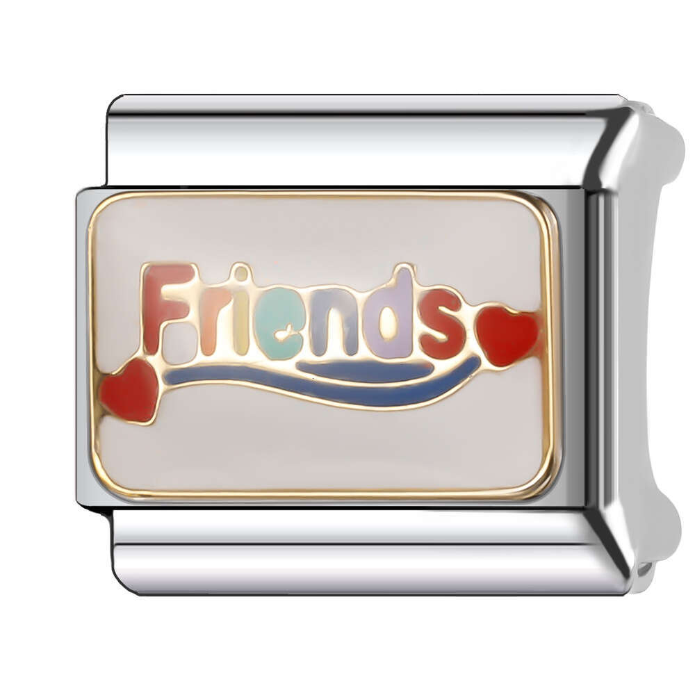 New Women's Gift sweet best friend Bead Italian Charms Links Bangle Beads Fit 9mm Stainless Steel Bracelet Making DIY For Women Fashion Jewelry