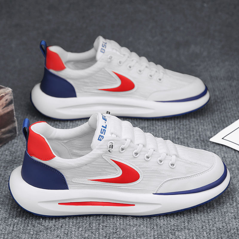 2023 Summer New Breathable Ice Silk Sneakers Men's Shoe Trend Platform Comfort Dad Shoes Soft Sole Casual Sports Running Shoes