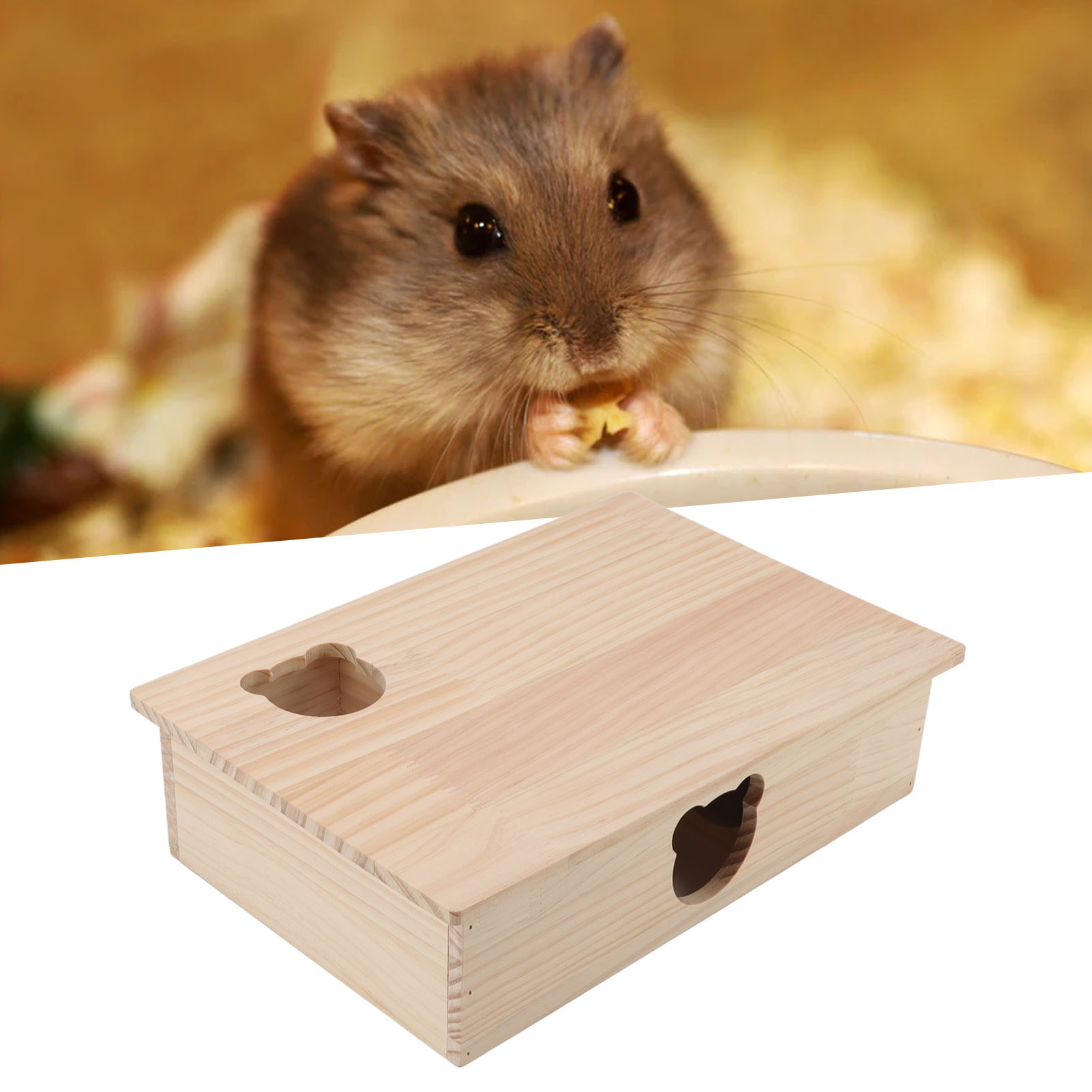Hamster House Durable Log Movable Roof 6 Bedrooms Pet Hideout House For Pets Sleeping And Moving