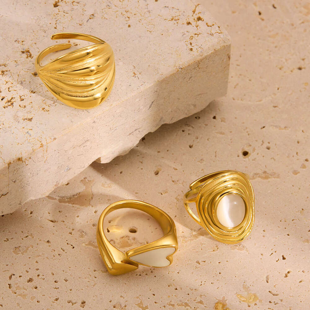 Hot sell 18k gold plated ring women's non fading hot selling new style simple and high-end personalized stainless steel ring Luxury Rings Party G