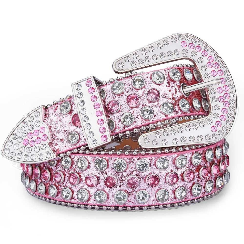 Mens Jeans Rhinestone Large Size Belt Womens Belt Western Denim Shiny Rivet Design Leather HipHop Punk Rock Y2K Style BeltX240914