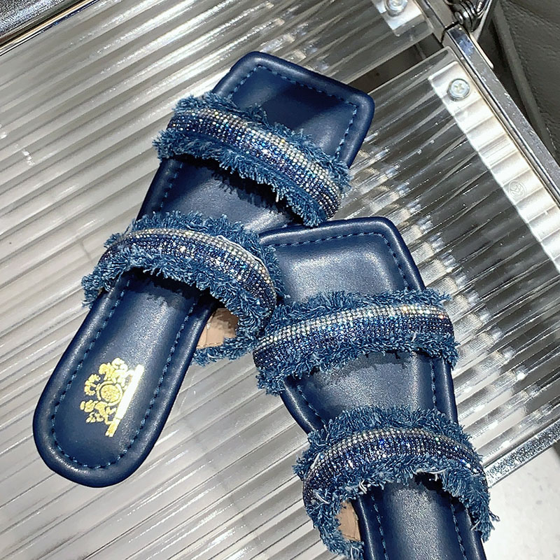 Fashion New Bg Ladies Summer Beach Female Slides Denim Footwear Women Slippers Sandals New Shoes 2024 5195