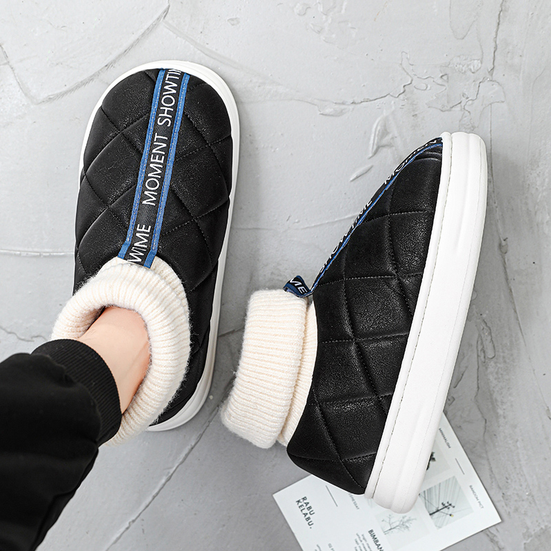 Winter Warm Men Women Snow Boots Cotton Plush Slippers Women Platform Ankle Boots Slip-on Sock Shoes Indoor Outdoor Warm Shoes