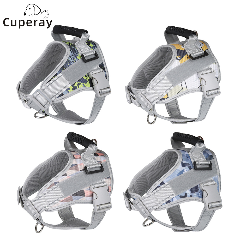 Oxford Cloth Pet Harness Reflective Explosion-proof Vest Type Dog Harness with Close-range EVA Rubber Control Handle Pet Supplie