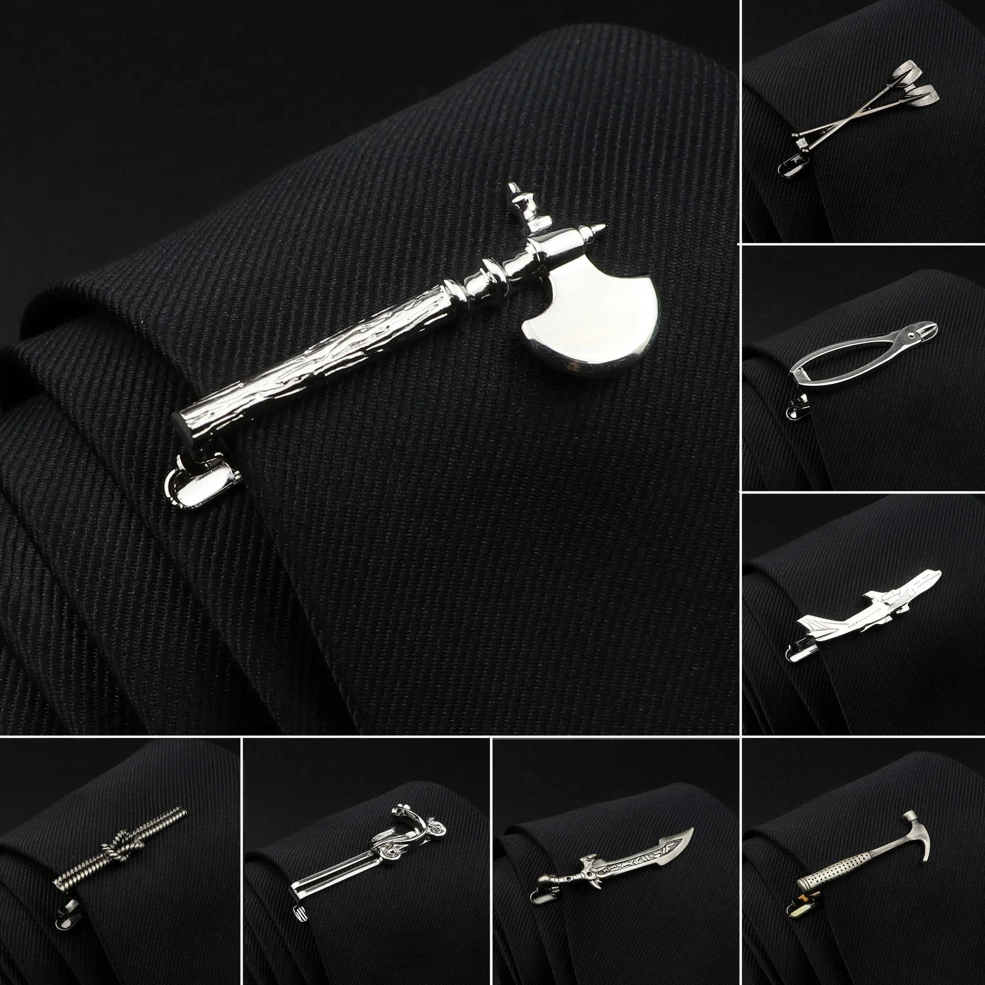2022 Gold Silver Color Chrome Stainless Tie Clips Ax Car Shovel Metal Tie Clip F or Men Tie Bar Necktie Clips Pin Jewelry DecorX240914
