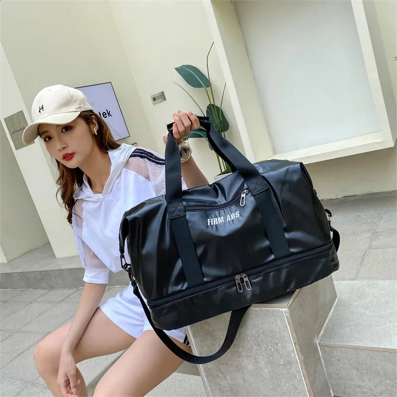 Large Capacity Women Gym Bags Pearlescent Sports Fitness Training Handbag With Shoes Pocket Waterproof Yoga Travel Duffel Bag 240914
