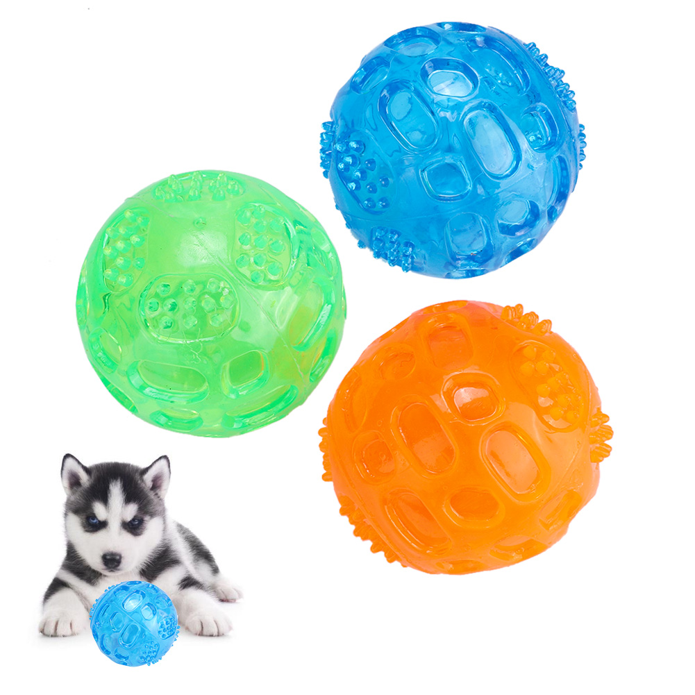3Pcs/set Pet Dog Squeaky Chewing Ball Toy Puppy Cleaning Teeth Balls