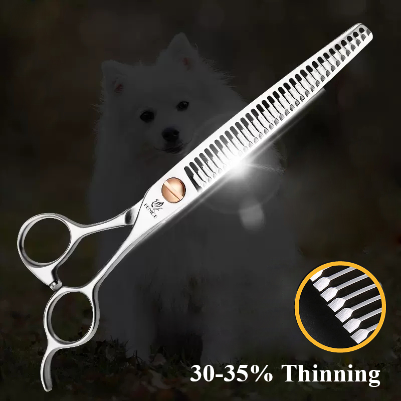 Fenice JP VG10 Steel 7 inch Pet Dogs Gromming Scissors Fine Trim Bearing Screw Thinning Shears Pet Cutting Tools