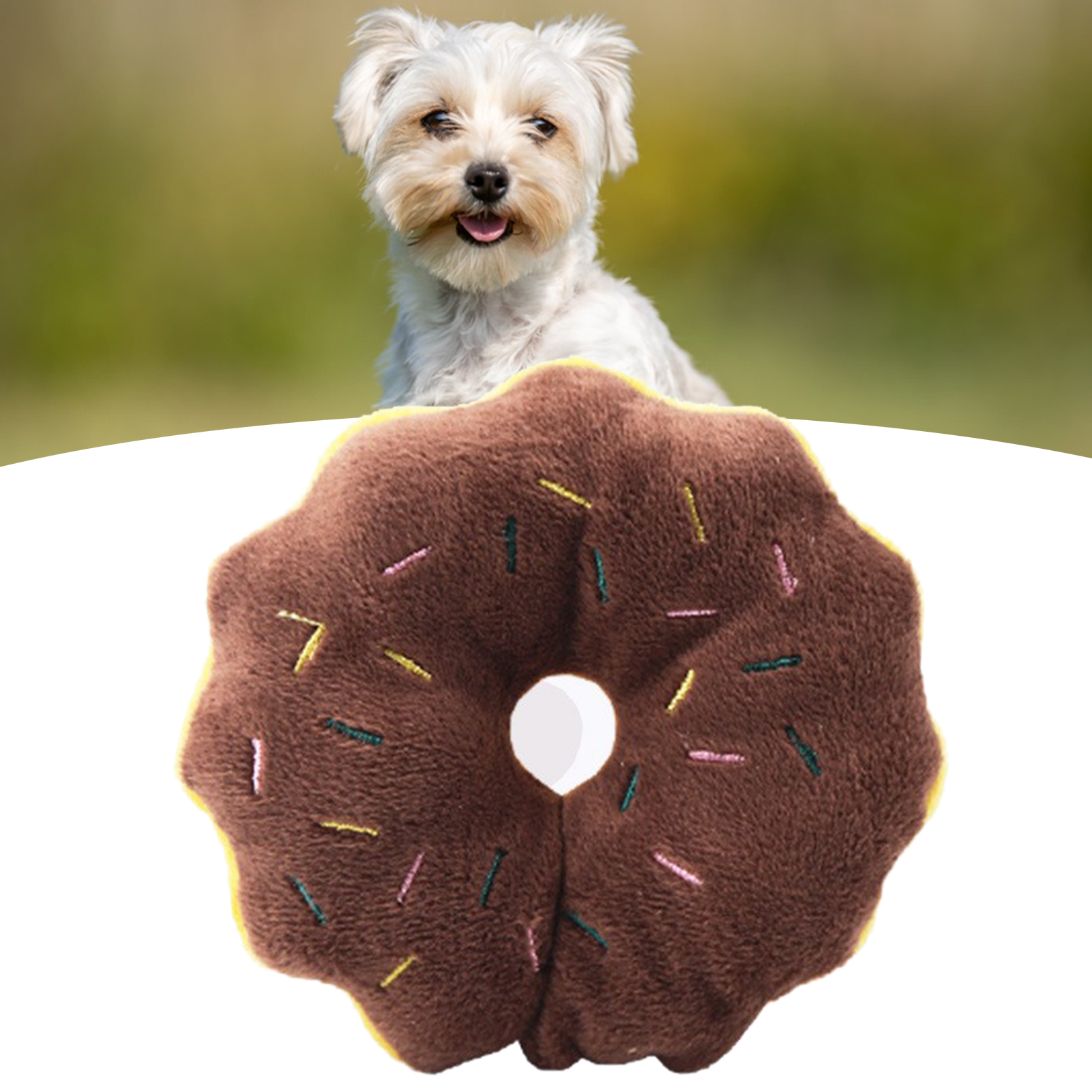 Pet Chewing Toy Soft Plush Doughnut Biting Toy Grinding Teeth Anxiety Reduction Interactive Pet Toy For Dogs