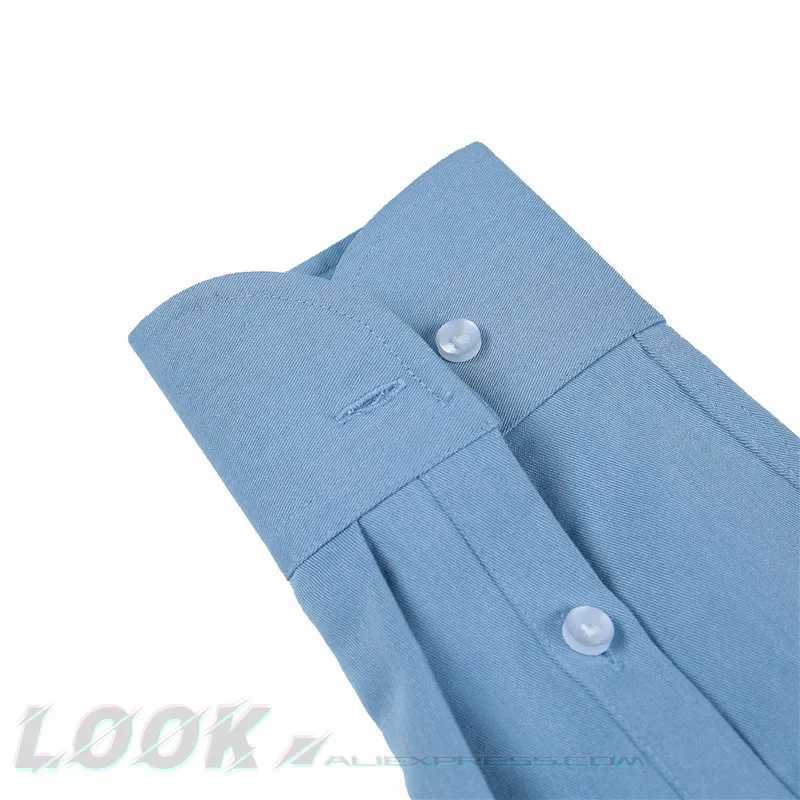 Mens Italian Collar Shirt Wrinkle-free Casual Fashionable Slim-fit with A Lapel Design Branded Clothing Youth New Z240914