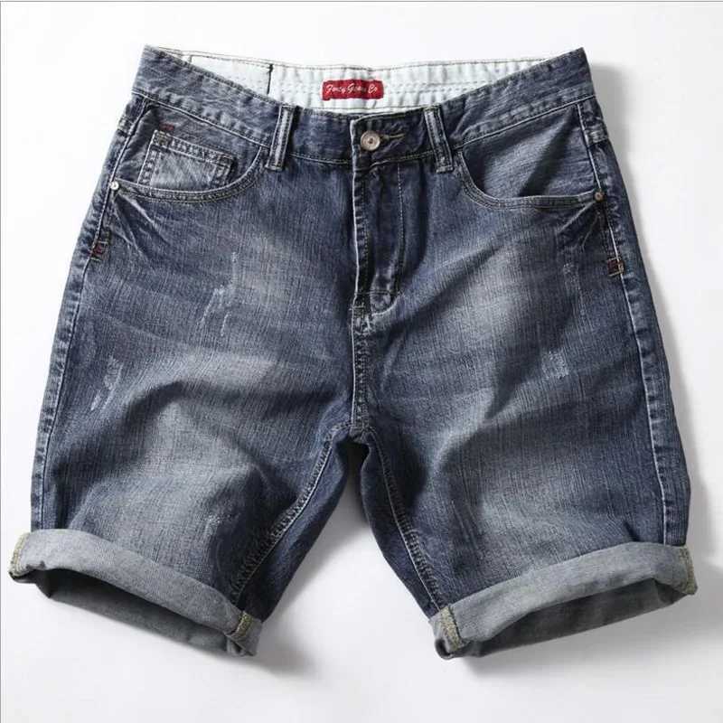 Men Gray Denim Shorts Jeans Pants Good Quality Men Cotton Knee Length Short Jeans New Summer Male Large Size Denim Shorts 42X240914