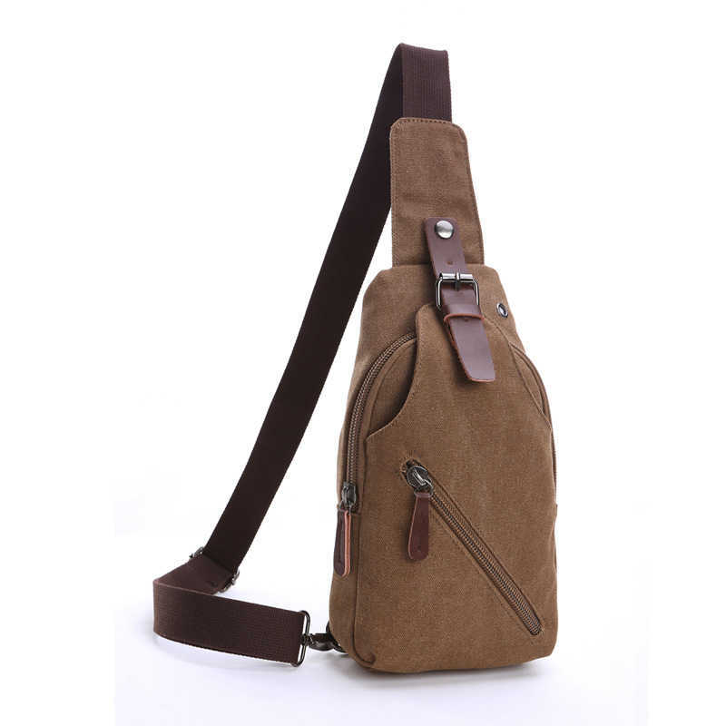 Men's single shoulder oblique backpack washing canvas chest bag outdoor street Leisure Canvas chest bag 240915