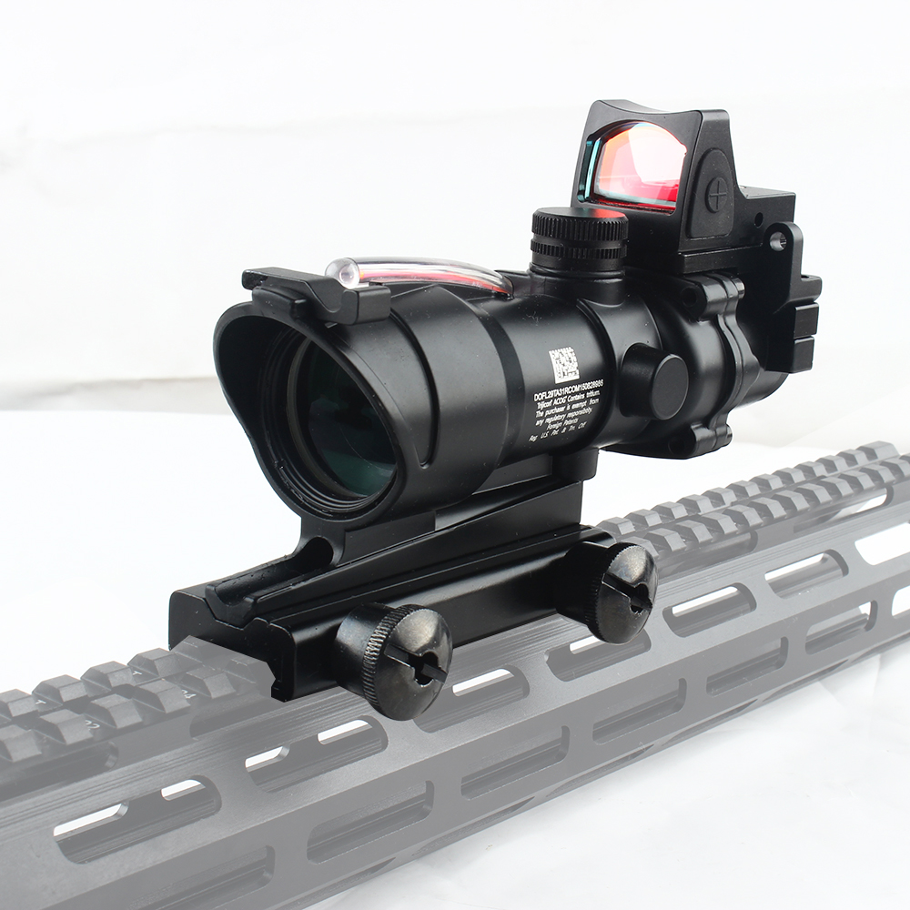 Tactical 4X32 Scope Sight Real Fiber Optics Red Green chevron crosshair Illuminated Tactical Riflescope with 20mm Dovetail for Hunting
