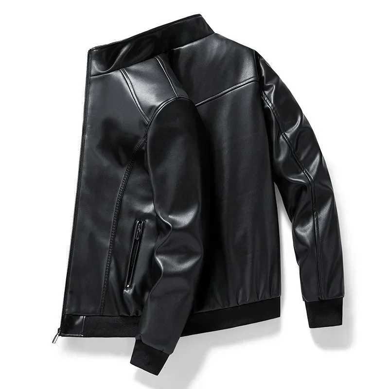 Cross Border Foreign Trade Mens Oversized Leather Clothing Autumn Tight Standing Collar Leather Jacket TrendX240913