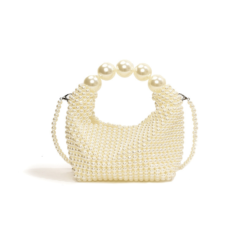 French hand woven pearl hand-held chain women's shoulder 2024 spring/summer new crossbody bag