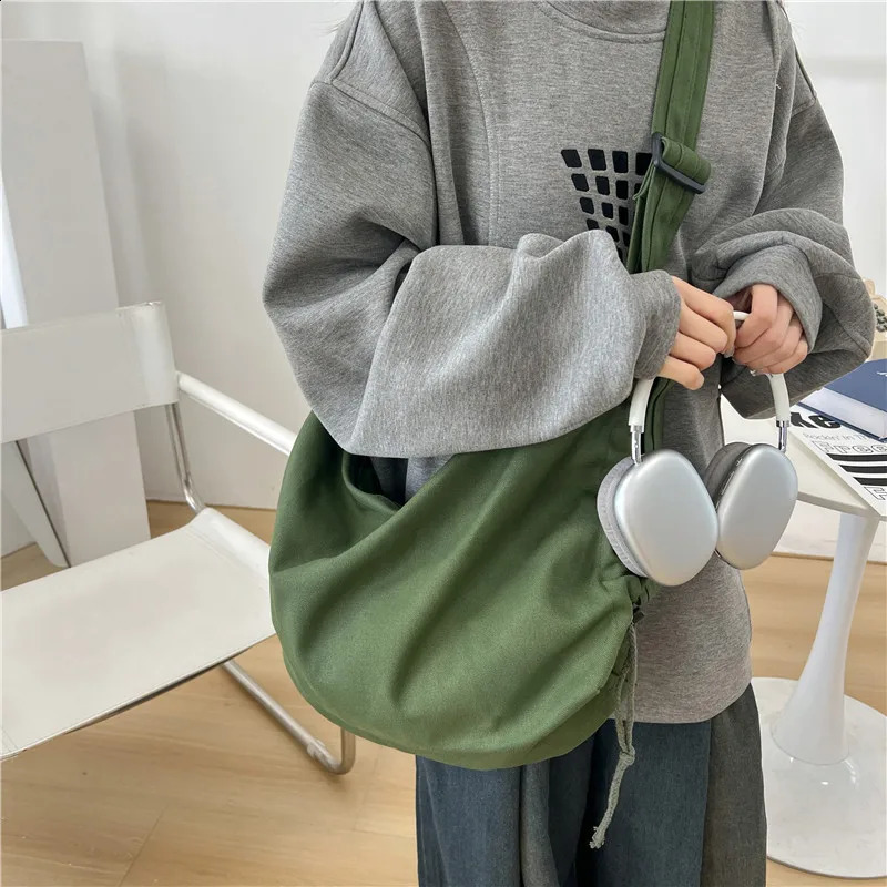 Splicing sewing thread cross body bag solid casual canvas high-quality womens garbage bag Pu womens handbag 240912