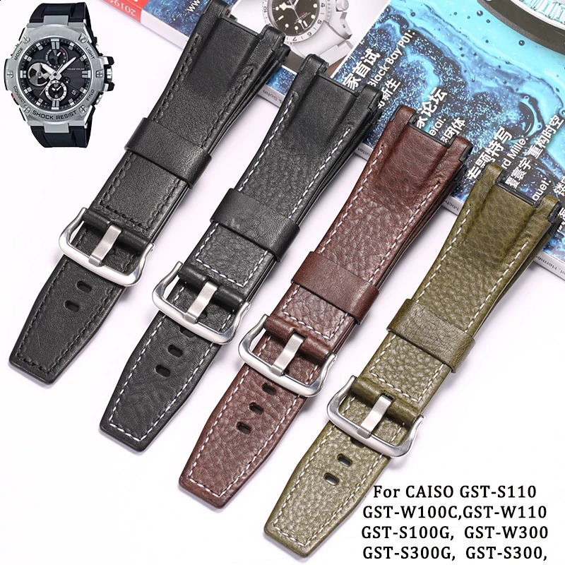 Leather Strap Suitable For Caiso GST-B210 GST-S110 W100C S300 W300 Men Rubber Watchband Pin Buckle Bracelet Watch Accessories 240906