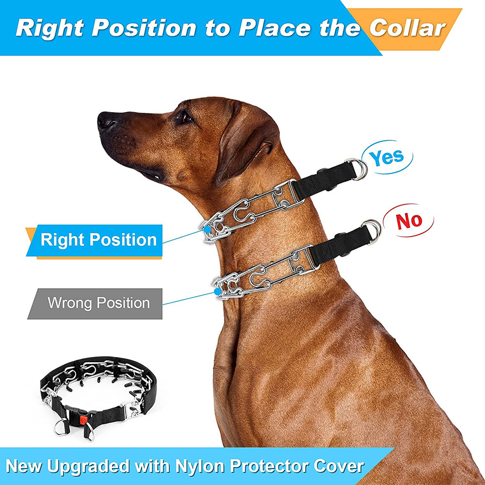 Dog Training Collar Prong Collar with Quick Release Buckle & Nylon Cover Pet Dog Spike Pinch Collar for Small Medium Large Dogs