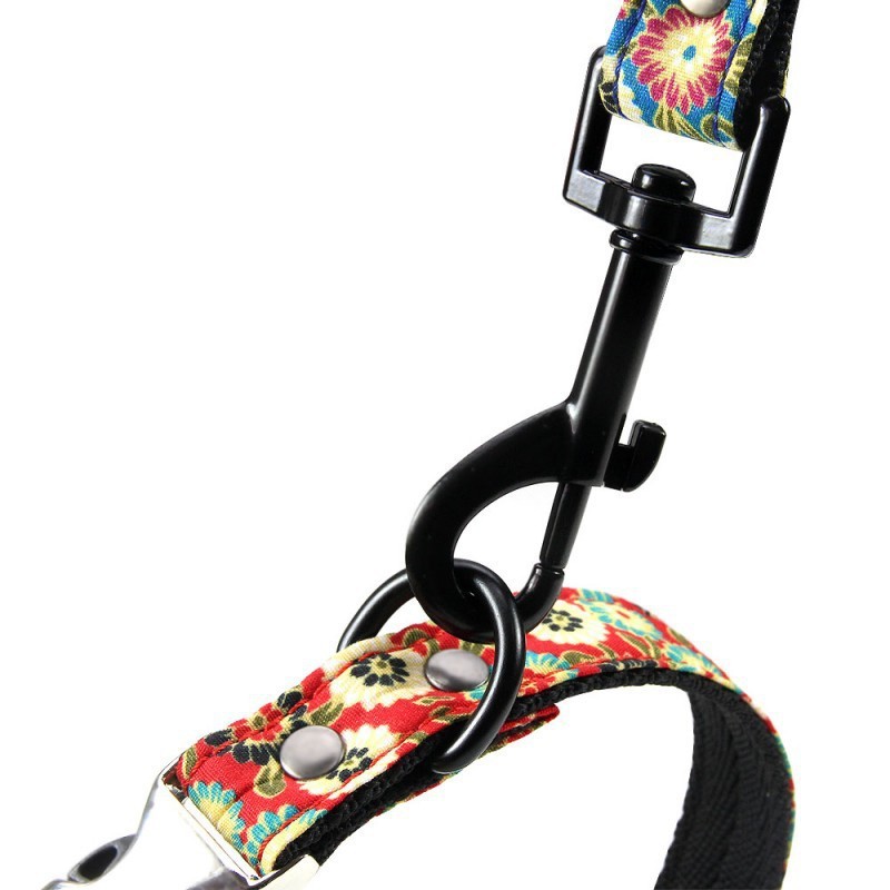 Personalized Dog Collar with Adjustable Custom Engraved Name Tag Floral Dog Collar with Metal Buckle for Large,Medium Dogs Puppy