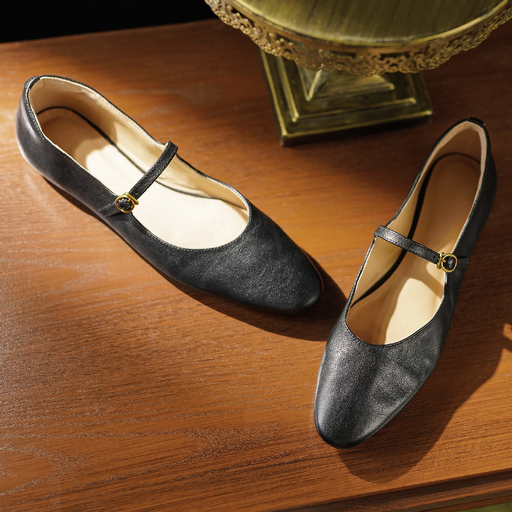 Women's Genuine Leather Round Toe Slip-On Mary Jane Flats Casual Breathable High-Quality Espadrilles Shoes 4