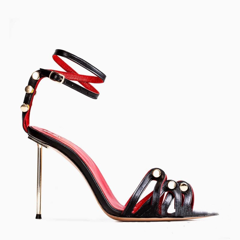 Roman Strap Slim High Heels Fashion Sandals 2024 New Women's Summer Sexy Pointed Metal Buckle Runway High Heels Sizes 35-45