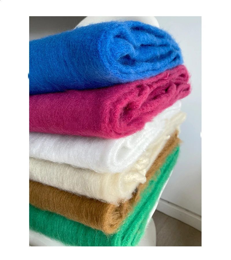 Solid Color Women Thick Shawl Scarf Winter Warm Fashion Pashmina Scarves Long Tassel Hijab Stole Bufanda Mujer 240912