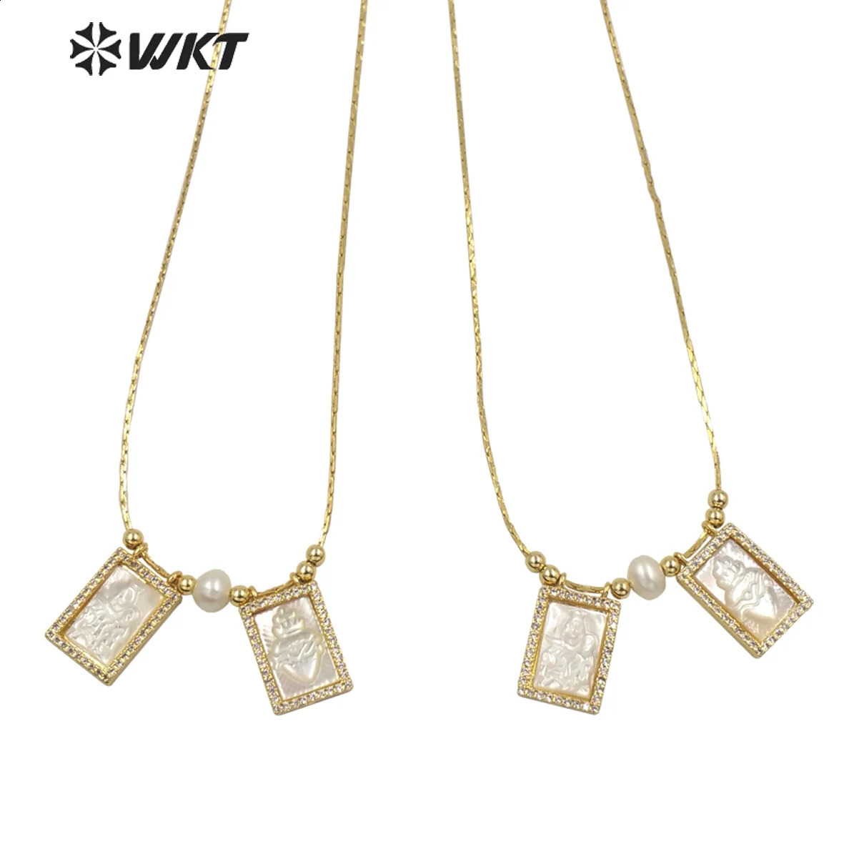 WT-JN137 WKT Fashion Shell Pearl Necklace Gold Metal Jewelry Wedding Party Lady INS Exquisite 240910