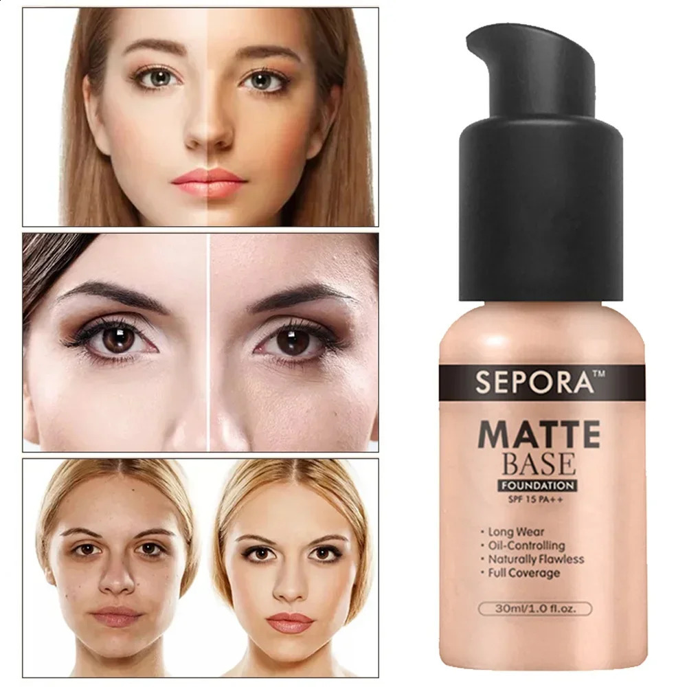 30ml SEPORA Liquid Foundation Waterproof Long Lasting Matte Moisturizing Brightening Concealer CC Cream Base Makeup Cosmetics 240914