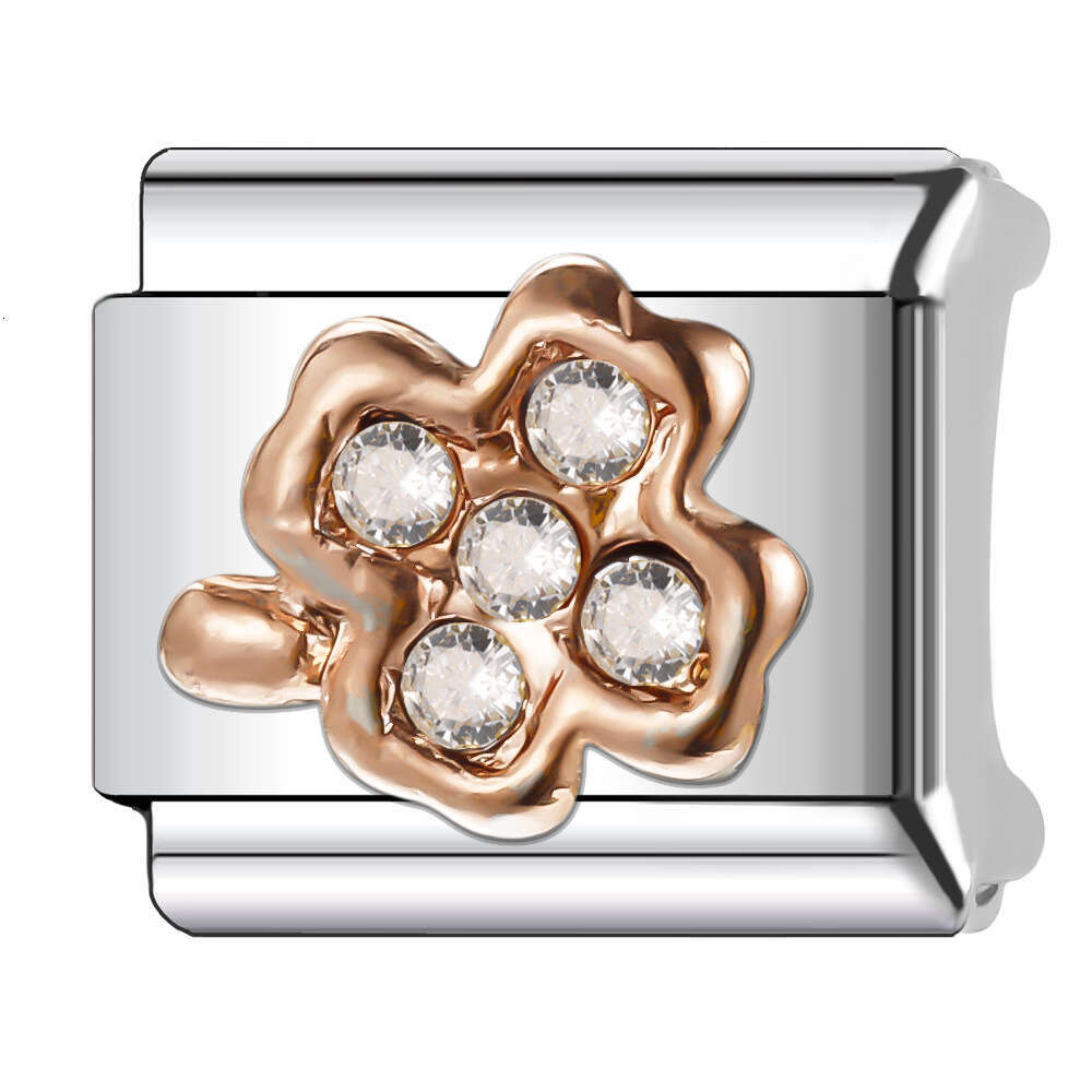 New Women's Gift shine flower and star Bead Italian Charms Links Bangle Beads Fit 9mm Stainless Steel Bracelet Making DIY For Women Fashion Jewel