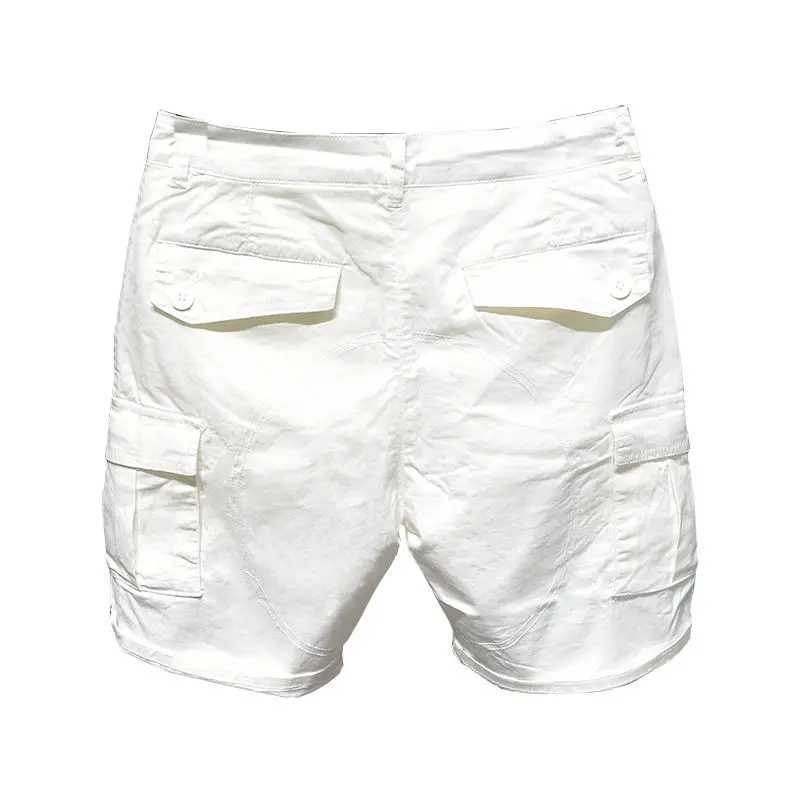 Korean Washed Luxury Mens Slim Jeans Designer Denim Short Pants for Summer Boyfriend Stretch Straight White Cargo Cotton ShortsX240914