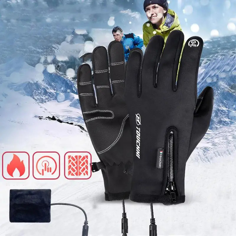 Mens and Womens Winter Gloves Touch Screen USB Gloves Bicycle Ski Board Camping Hiking Ski Motorcycle Gloves M/L/XL 240914