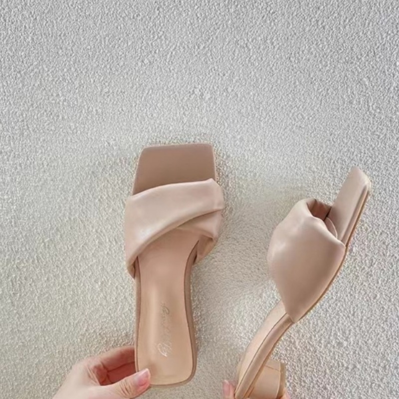 dh5367242 New Women Sandals Summer Mid Heels Chunky Casual Designer Dress Pumps Sgback Mules Shoes atos Ladies 055a e090
