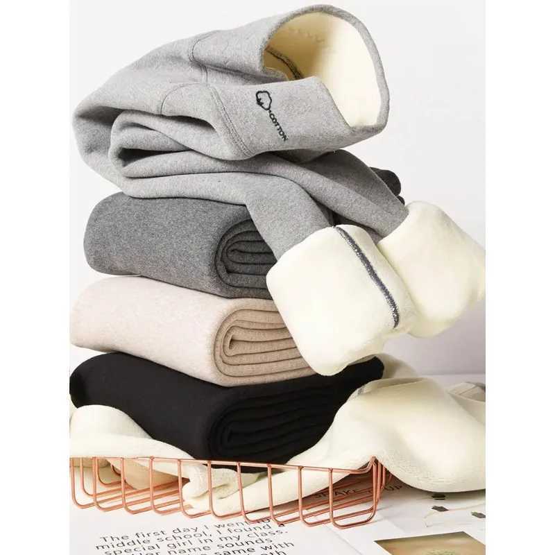 Women Leggings Winter Lamb Cashmere Warm Leggings with Fleece Slim Cotton Velvet Thermal High Waist Butt Lift Elastic TightsX240914