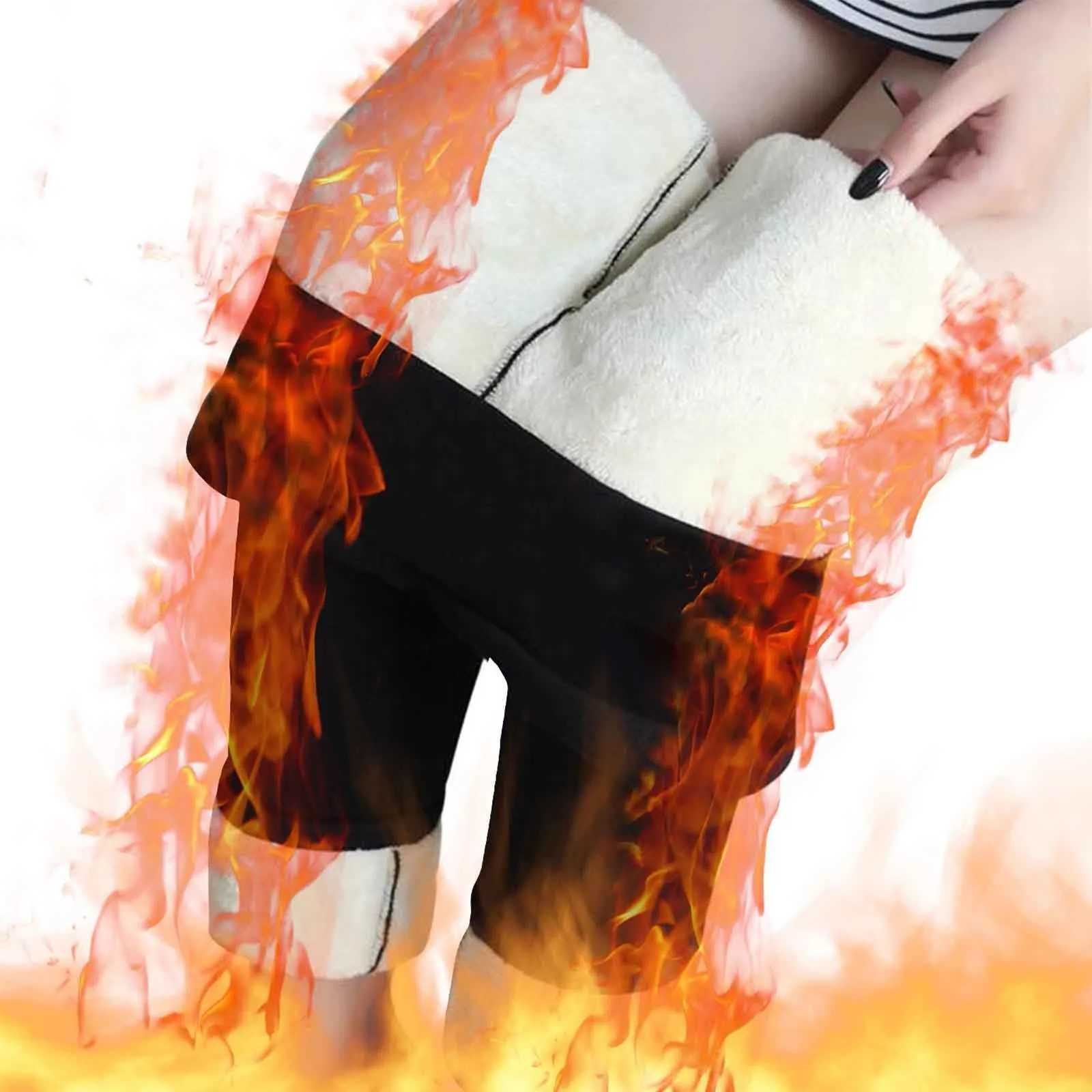 Thicken Thermal Leggings High Quility Warm Plus Fleece Pants Autumn Winter Cute Print Elastic Tights Female High Waist TrousersX240914