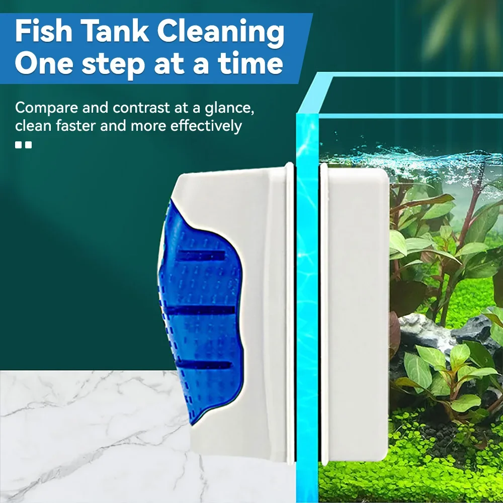 Fish Tank Brush Magnetic Brush with Scraper Double-sided Cleaning Brush Algae Removal Cleaning Cleaning Scraper Aquarium Tool