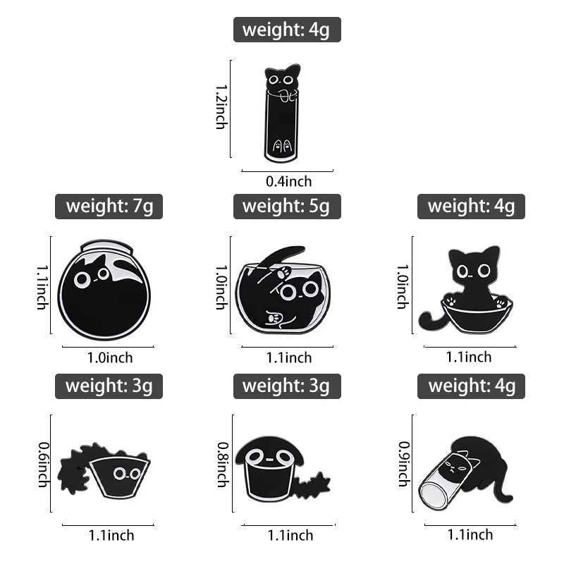 Cute Cat EnamelPinsCustomBlack Kitten Terrarium BroochesLapelBadgesCartoon AnimalJewelryGiftforKidsFriendsX240914