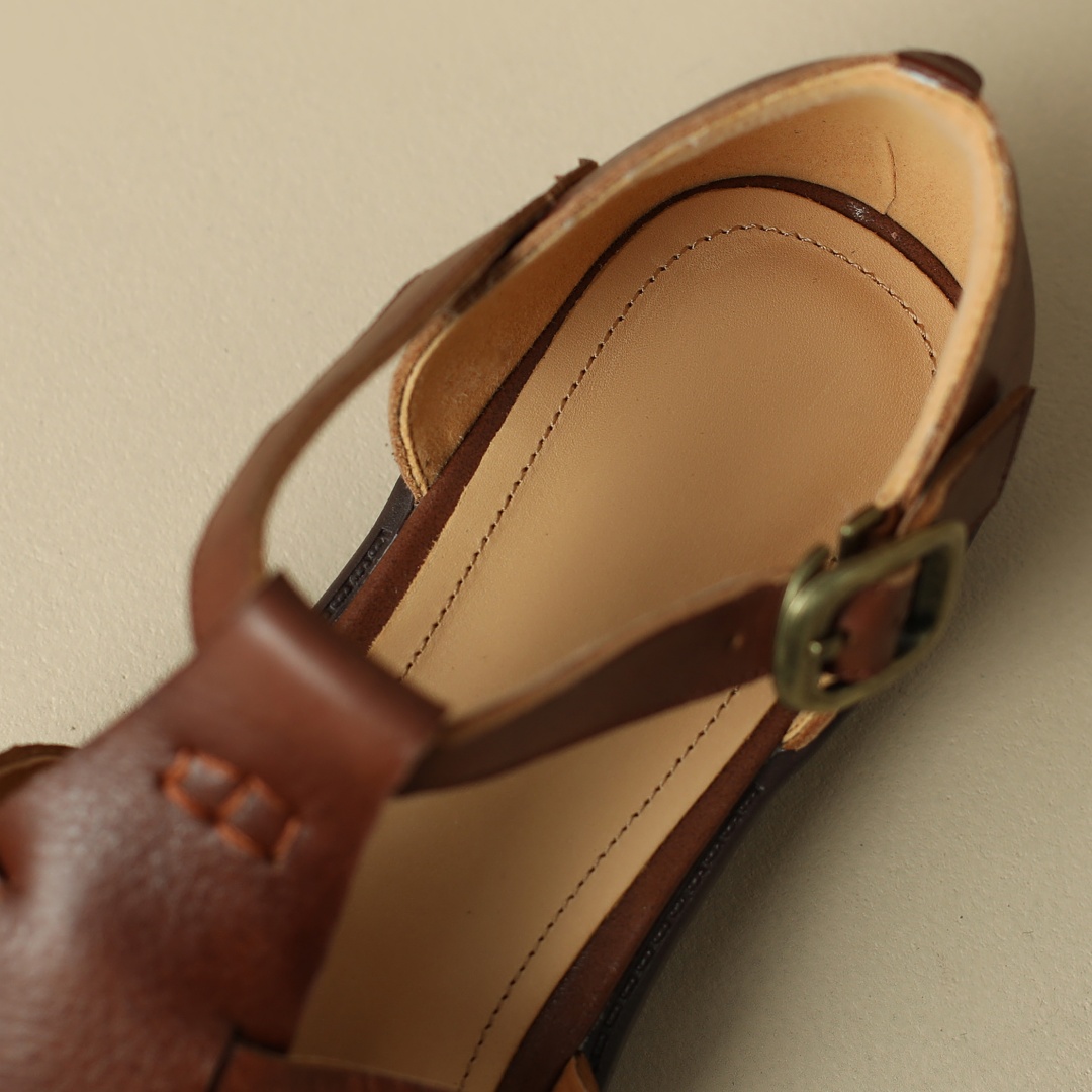 Plus size 34-41 women's genuine leather narrow band braided t-strap flats sandals retro round toe casual female summer shoes hot
