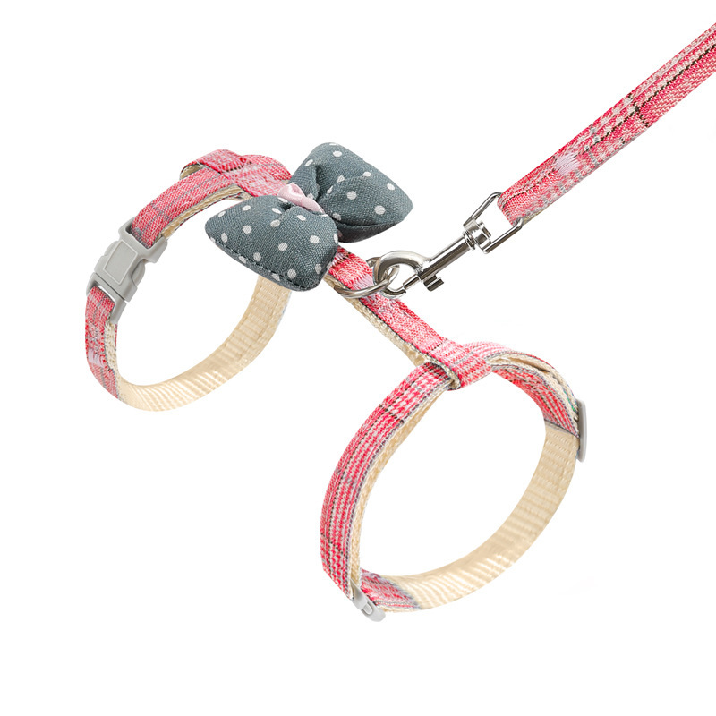 Adjustable Pet Cat Harness and Leash Set Small Dog Leash Leash Harness with Bow Decoration H-Harness Pet Supplies Accessories