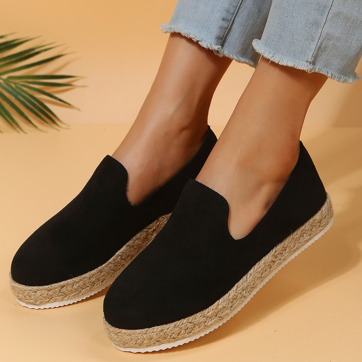 New Woman Flat Chaussures Femme Zapatos De Mujer Women's Platform Casual Shoes Solid Color Breathable Wedge Espadrilles