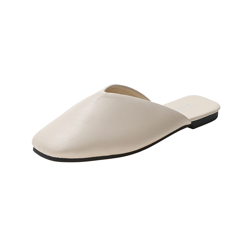 Fashion Slip on Mules Big Size 43 Flat Slippers Summer Women Flat Casual Outdoor Square Toe Shoes Ladies Slippers